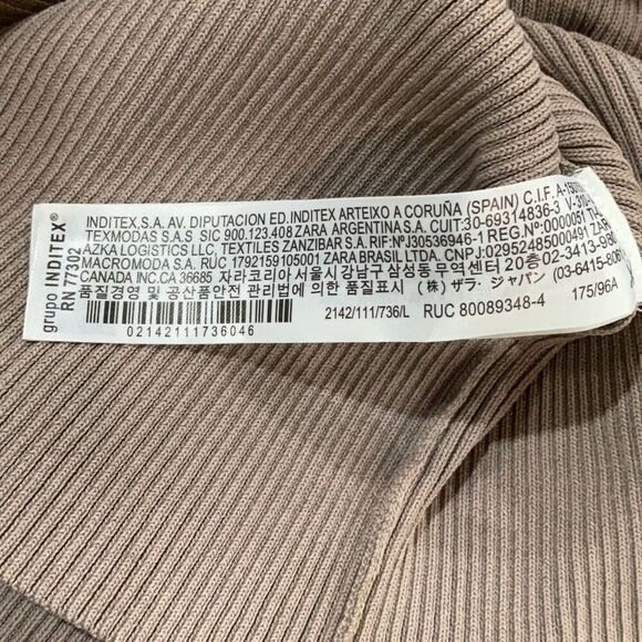 NWT Zara Gray One Shoulder Ruffle Knit Organza Mini Dress Large - Picture 8 of 9